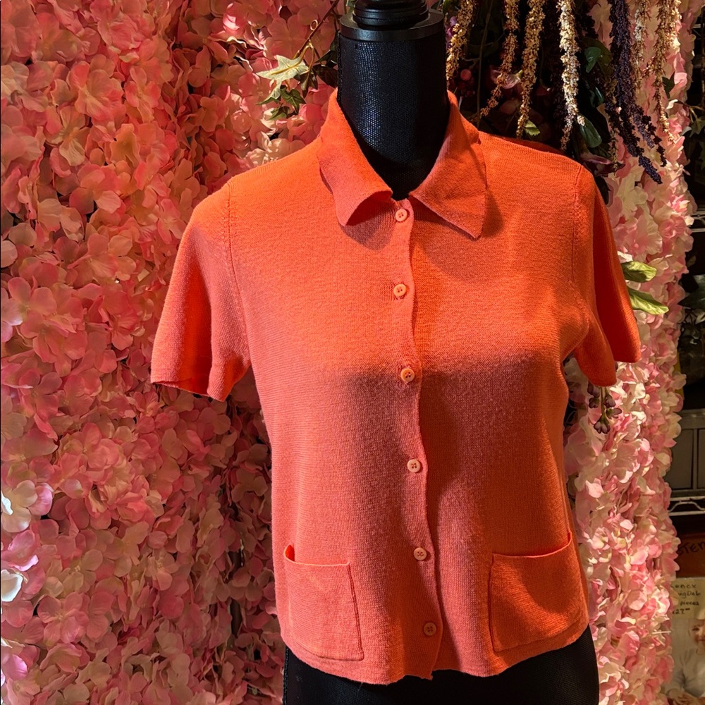 DKNY Coral Button-Up Cardigan